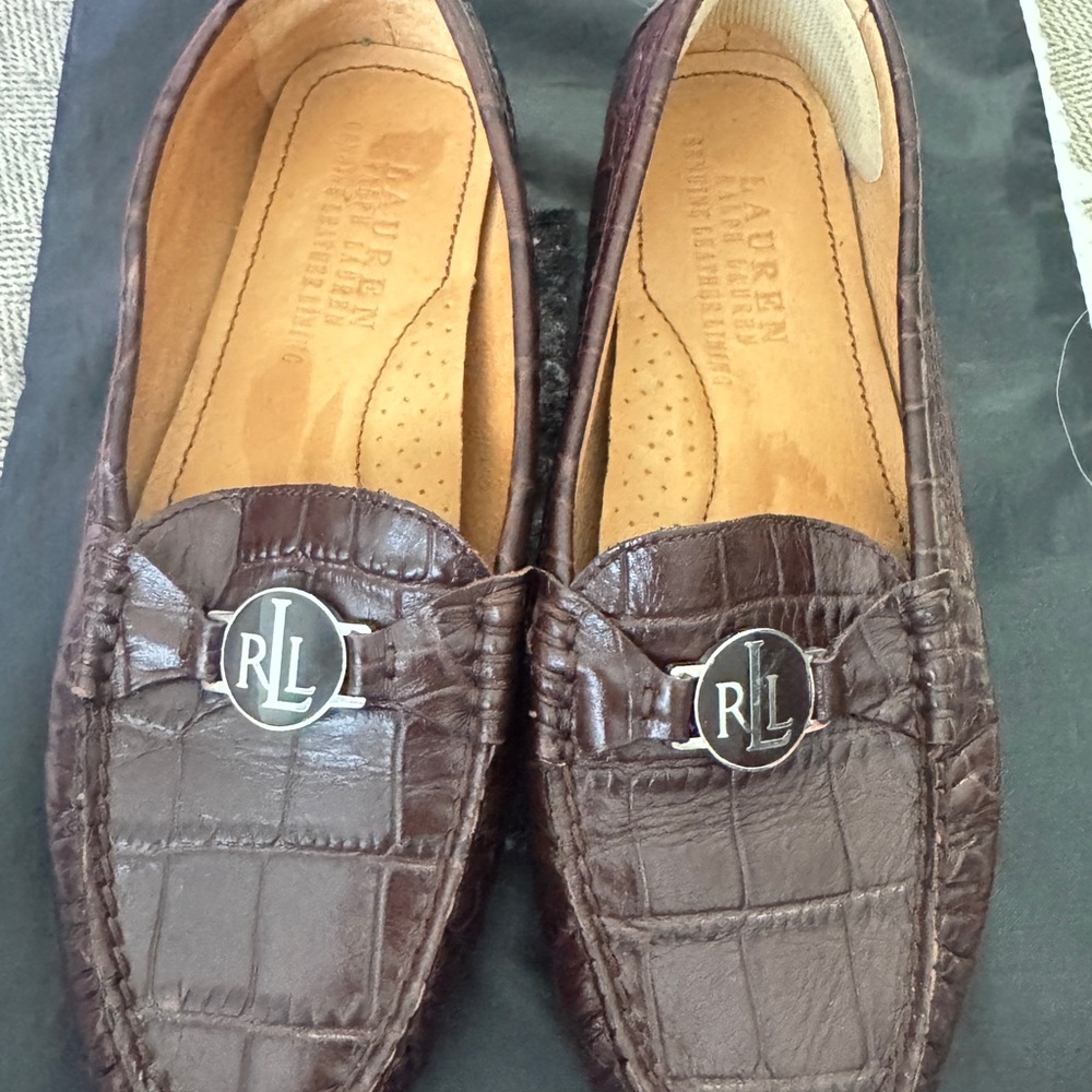 Ralph Lauren Dark Brown Crocodile Loafers leather